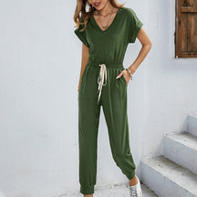 Sexy Casual Polyester Rompers Summer Women's 2022 High Waist Overalls Outfits Jumpsuit with Pocket