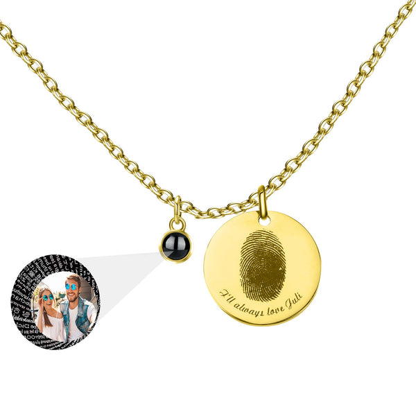 Fingerprint necklace with customizable photos Projection Necklace Pendant Jewelry