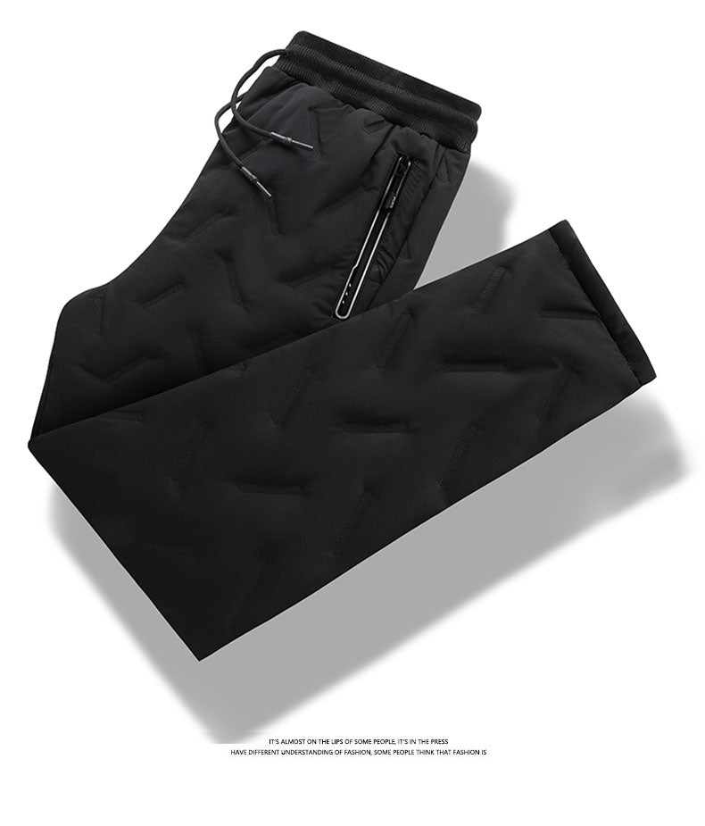 Winter Zip Pockets Thicken Fleece Sweatpants Joggers Water Proof Thermal Trousers