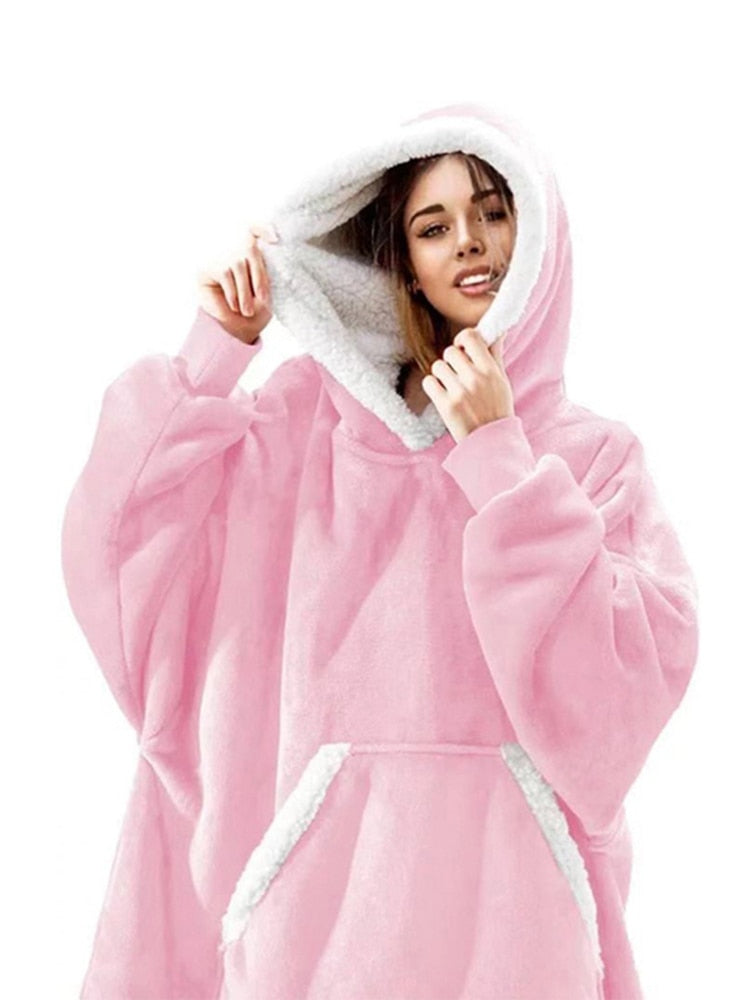 Winter Oversized Hoodies Women Giant Hoody Flannel Fleece Wearable Blanket