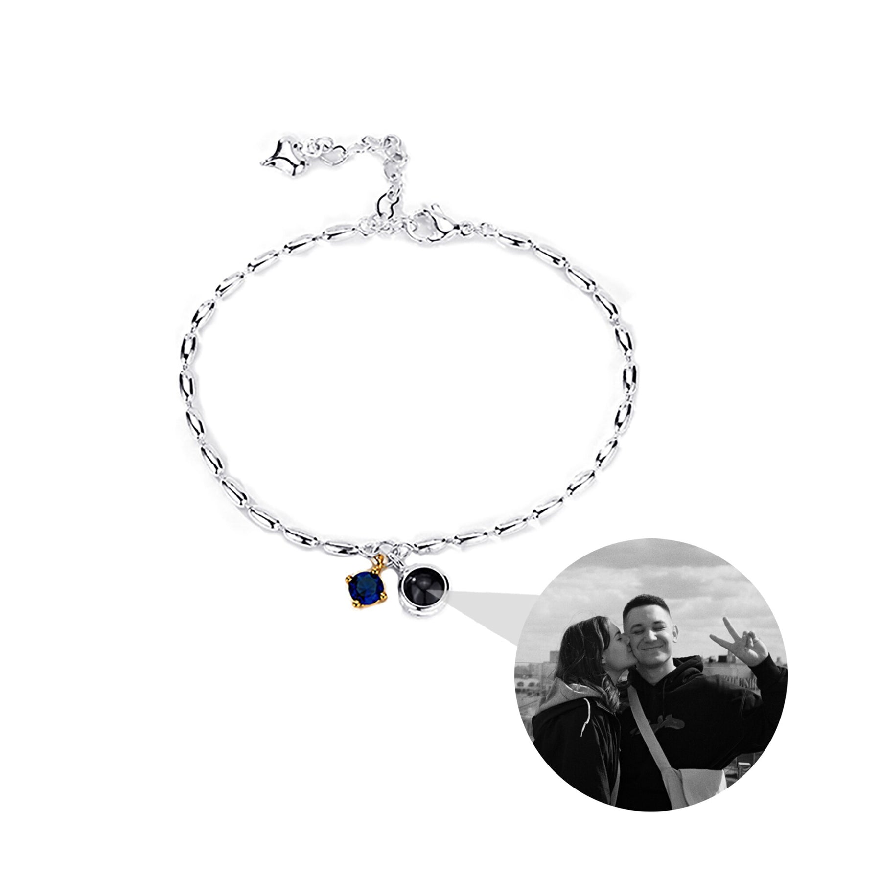 Pietra portafortuna personalizzata e foto Circle Photo Bracciale Braccialetti di proiezione