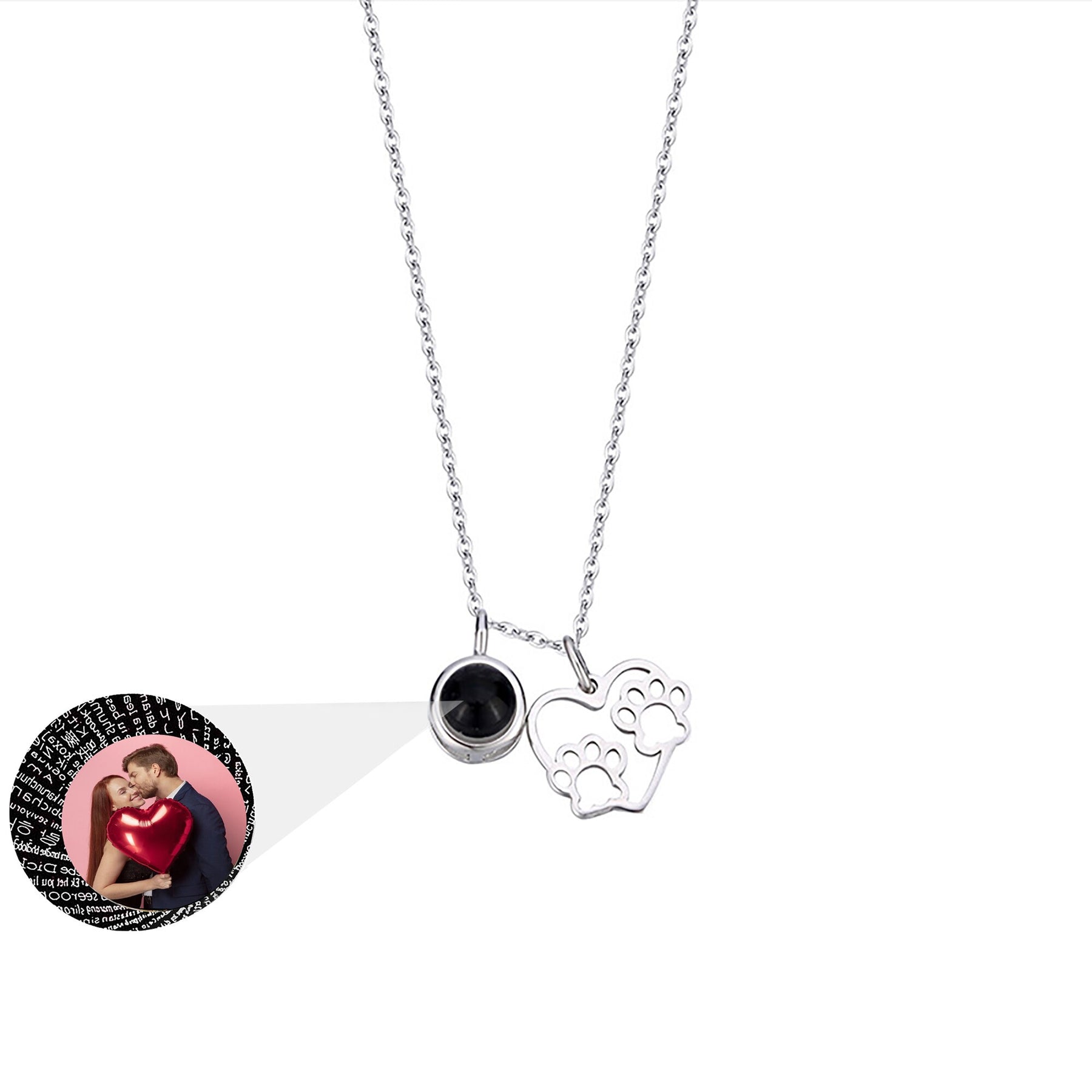 Foto Personalizzabile Love Dog Paw Proiezione Collana Ciondolo Gioielli