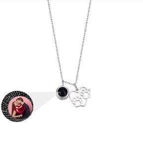 Photo Customizable Love Dog Paw Projection Necklace Pendant Jewelry