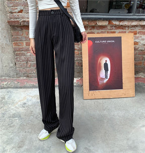 Striped Baggy Pants Women New High Waist Loose Straight Wide Leg Pants Female 2022 Summer