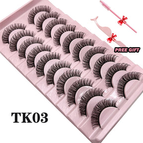 Strip Lashes 10 Paar Fluffy Mink Lashes 3D-Wimpern mit falschem Volumen