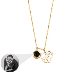 Photo Customizable Love Dog Paw Projection Necklace Pendant Jewelry