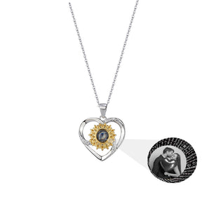 Love sunflower with customized photos Photo Projection Necklace Key Chain Jewelry