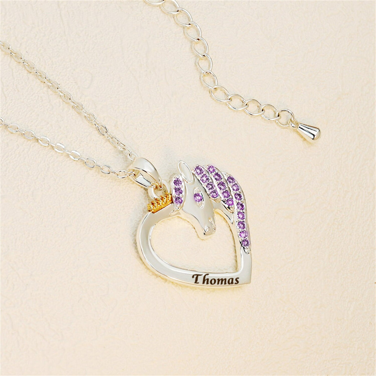 Collana con nome personalizzato con strass di unicorno Birthstone Collana per bambina