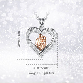 Rose Gold Family Necklace Paved-Crystal Heart Pendant Fine Women Jewelry for Mother's Day Gift