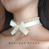 Bowknot Dark Girl Black Lace Choker Necklace Harajuku Punk Gothic Loli Cute Collar