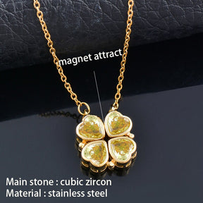 Trendy Flower Magnetic Attract Together Pendant Necklace