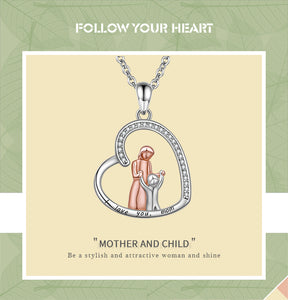 Mom holding Child Heart Pendant Necklace Mother Son Daughter Jewelry Mother's Day