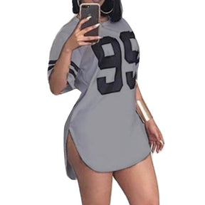 graphic tee Women 95 Letter Print Tops Summer Split Short Sleeve Korean Style Tshirts