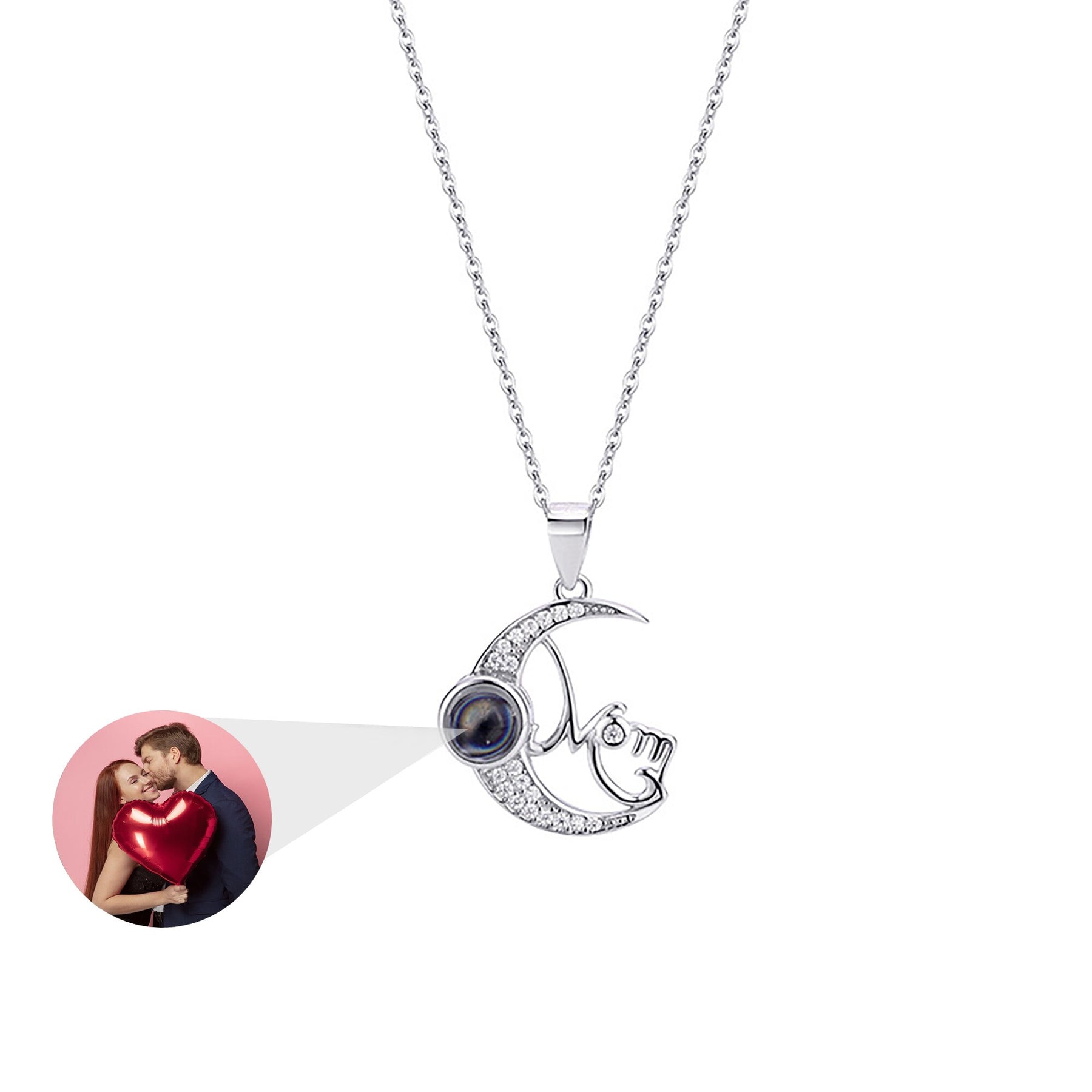 Customizable photo of the moon Projection Necklace  Pendant Jewelry