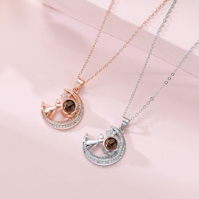 Customizable photo Cute moon necklace Projection Necklace