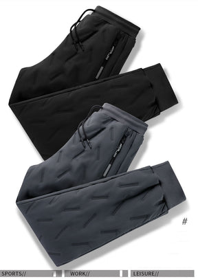 Winter Zip Pockets Thicken Fleece Sweatpants Joggers Water Proof Thermal Trousers