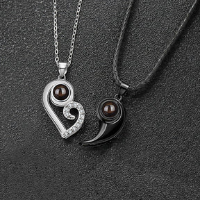 Customizable photoSet of Fashion Magnetic Heart Couple Necklace For Women Men