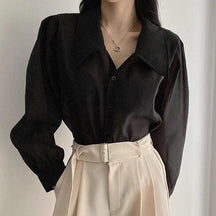 See Through Button Down Shirts Women New Loose Long Sleeve Blouse Female 2022 Summer Suncreen Tops