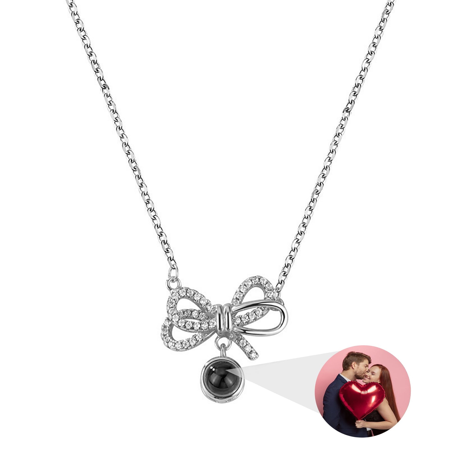 Customized Photo Bow Projection Memory Necklace