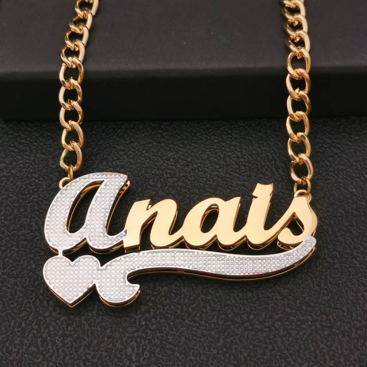 mexican name plate necklace