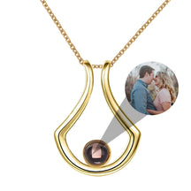 Custom Geometric Bracket Curved Projection Necklace Personalized Color Photo