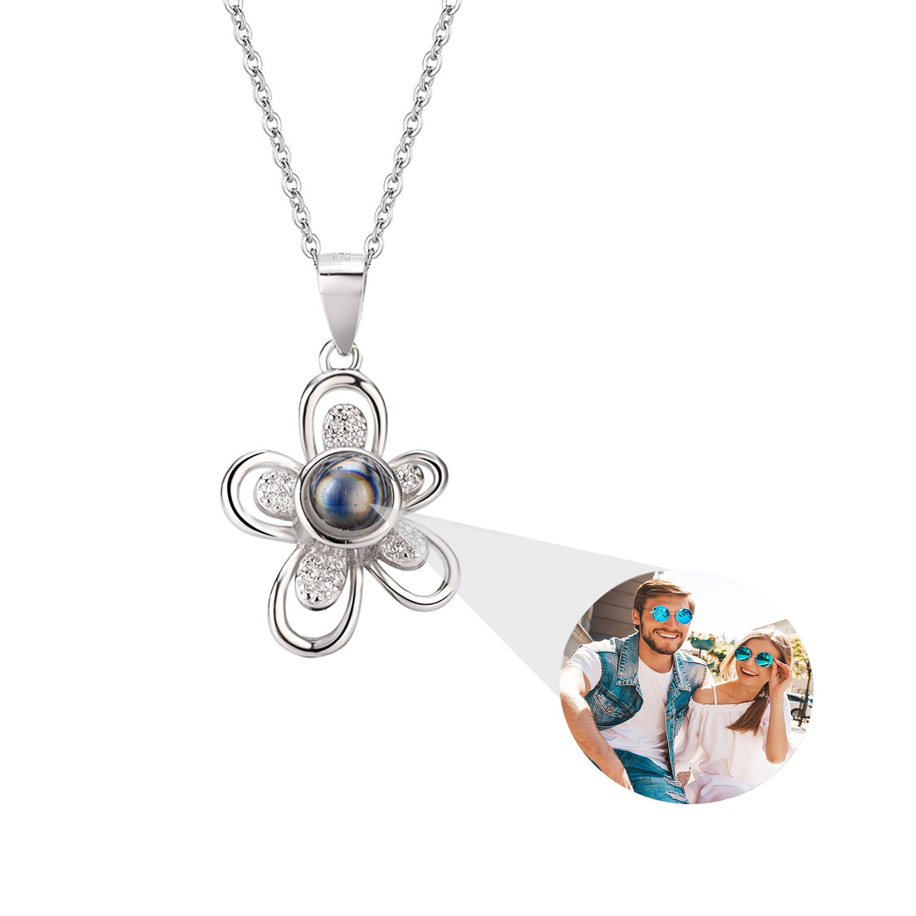 Flowers that can be customized for photos Projection Necklace  Pendant Jewelry