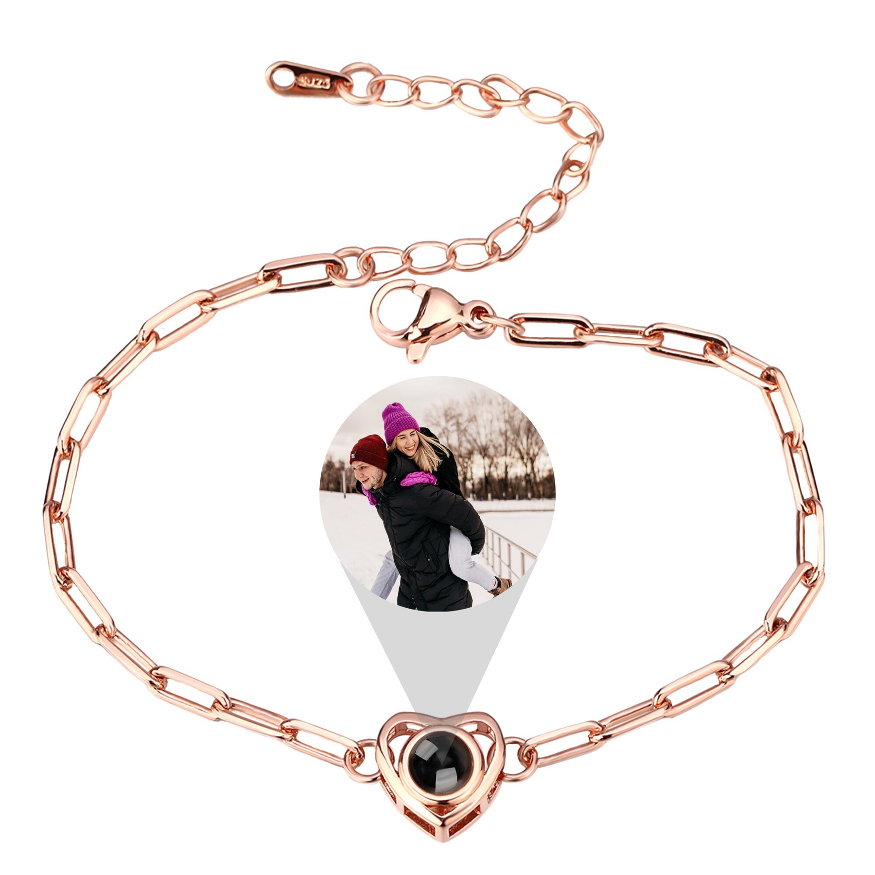 Customizable photo Projection Photo Bracelet-Heart Pendant Memorial Bracelet