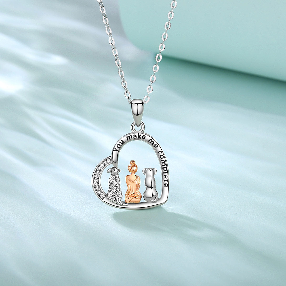 925 Sterling Silver Dog and Mom Pendant for Girl Fashion Tree Heart Charm Necklace