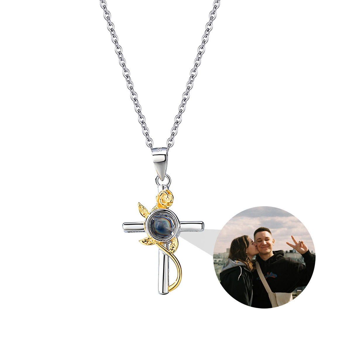 Customizable Photo Cross Projection Necklace  Pendant Jewelry