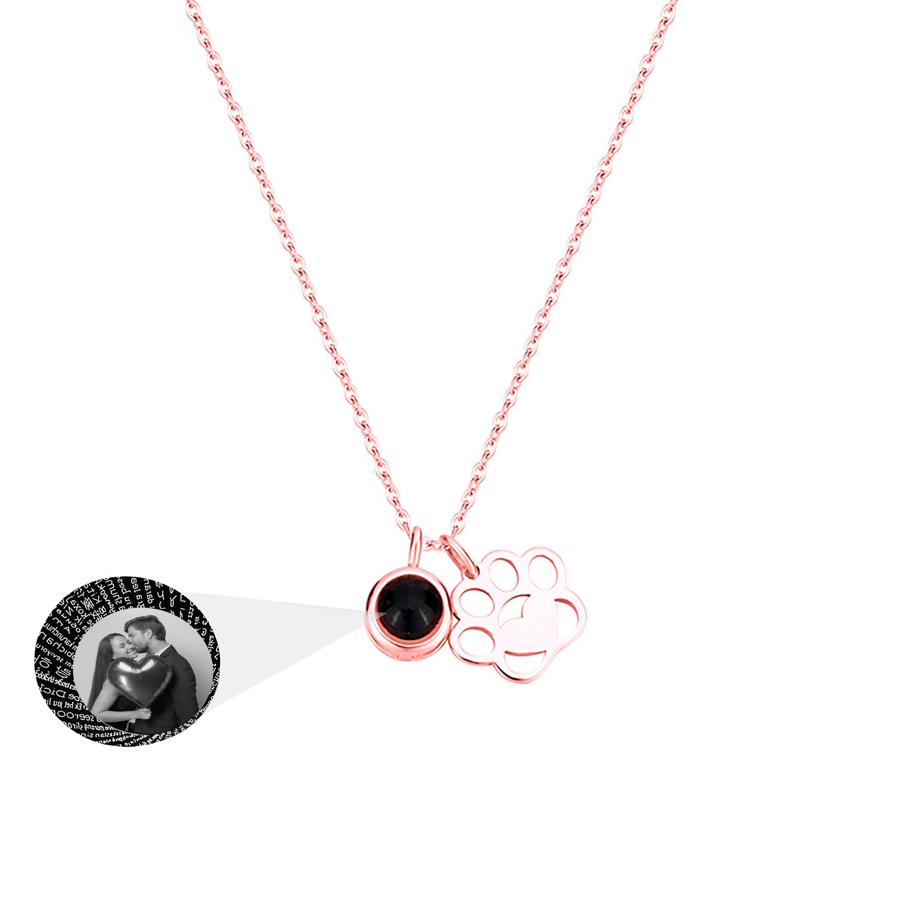 Customized Photo Dog Paws Projection Necklace  Pendant Jewelry For Lover Girlfriend