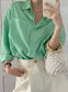 Spring Autumn Striped Blouses Long Sleeve Single-breasted Pocket Women Shirts Tops