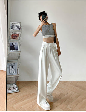 Casual Baggy Trousers Women Summer High-Waist Pants Loose Straight Mopping Pants