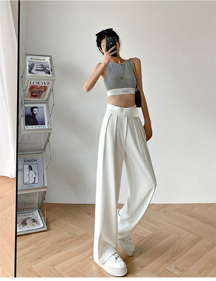 Casual Baggy Trousers Women Summer High-Waist Pants Loose Straight Mopping Pants