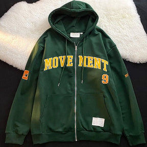 Letter Print Casual Hooded Sweatshirts Vintage Simple Streetwear Coats