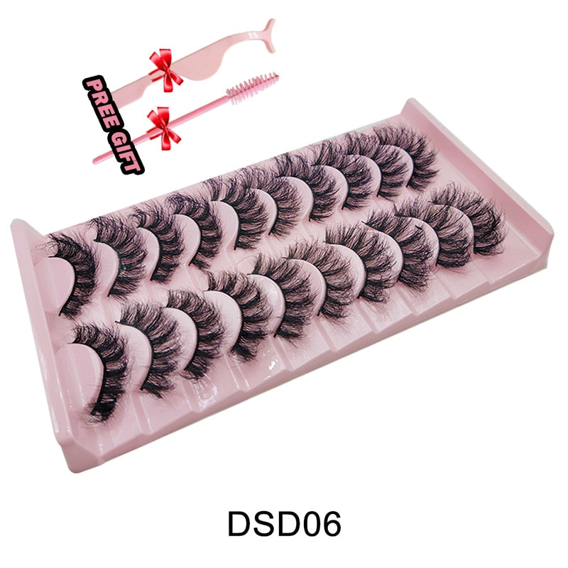 Strip Lashes 10-pairs Fluffy Mink Lashes 3D False Volume Eyelashes