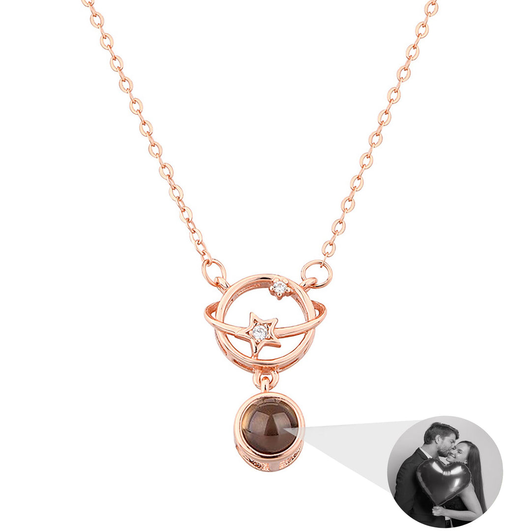 Planeet met aanpasbare foto's Projectieketting Hanger Sieraden