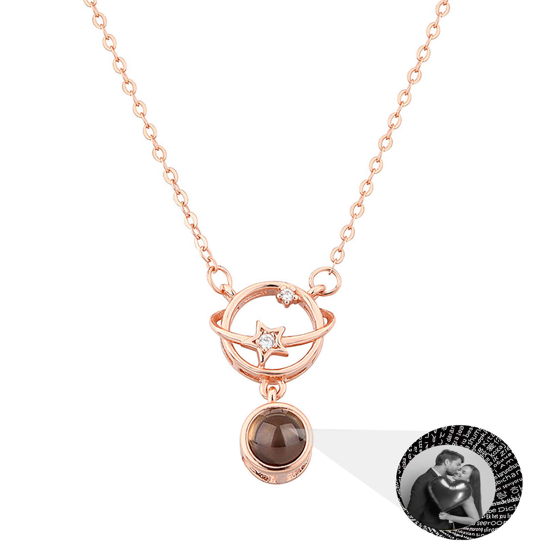 Planeet met aanpasbare foto's Projectieketting Hanger Sieraden