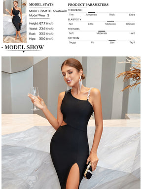 Summer Hollow Out Bandage Dress For Women Sexy Sleeveless Diamonds Evening