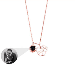 Foto Personalizzabile Love Dog Paw Proiezione Collana Ciondolo Gioielli