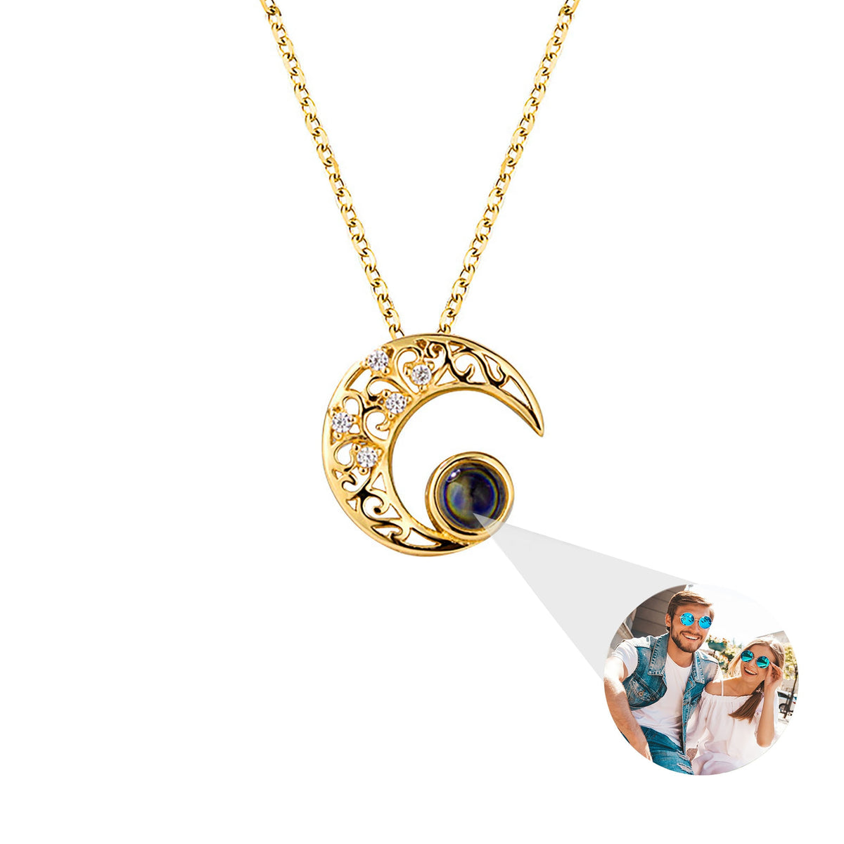 Collana personalizzata con foto di proiezione Collana alla moda con stella e luna per gioielli di moda da donna