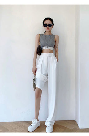 Casual Baggy Trousers Women Summer High-Waist Pants Loose Straight Mopping Pants