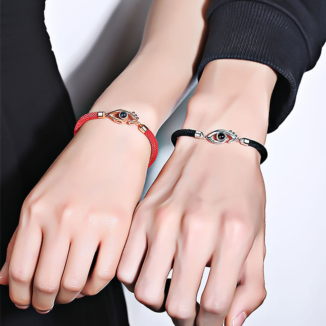 Anpassbare Photo EyesCircle Projektionsarmbänder Personalisiertes Paar Memorial Jewelr