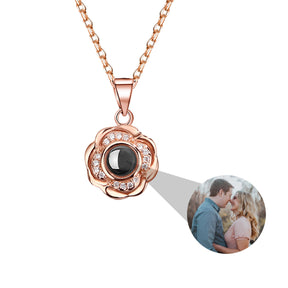 Flowers that can be customized for photos Projection Photo Necklace