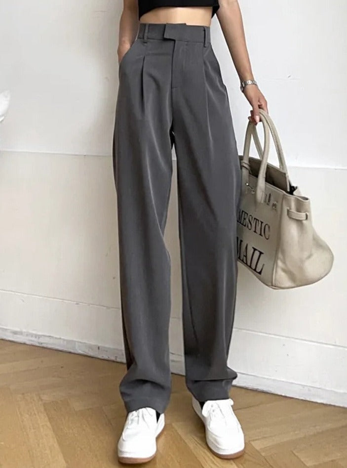 Straight Female Trousers Casual High Waist Women Long Pants