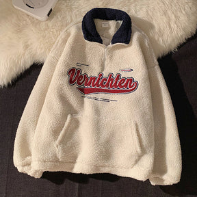 Vintage Punk Sweatshirts Casual V-neck Long Sleeve Letter Embroidery Hoodie