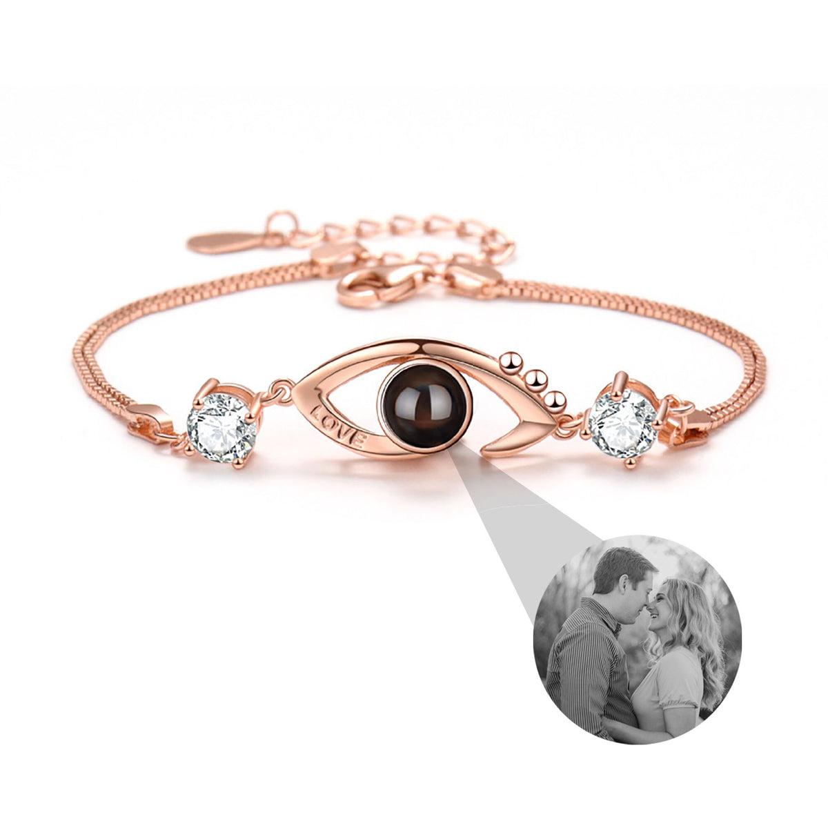 Anpassbare Photo EyesCircle Projektionsarmbänder Personalisiertes Paar Memorial Jewelr