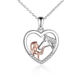 Collana con ciondolo a forma di cavallo in stile 5 ragazze in argento sterling con regalo a cavallo per donne figlie