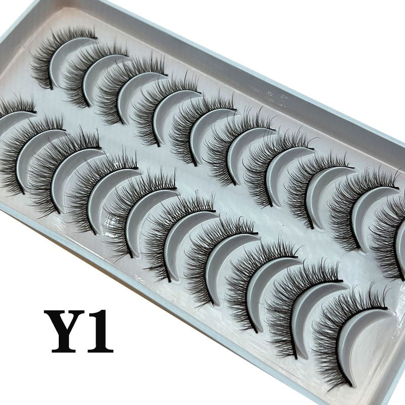 Strip Lashes 10-pairs Fluffy Mink Lashes 3D False Volume Eyelashes