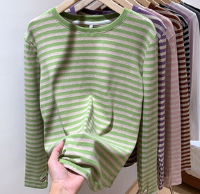 Casual O-neck Women Striped T-shirts  Spring Summer Short Sleeve Loose Female Tops