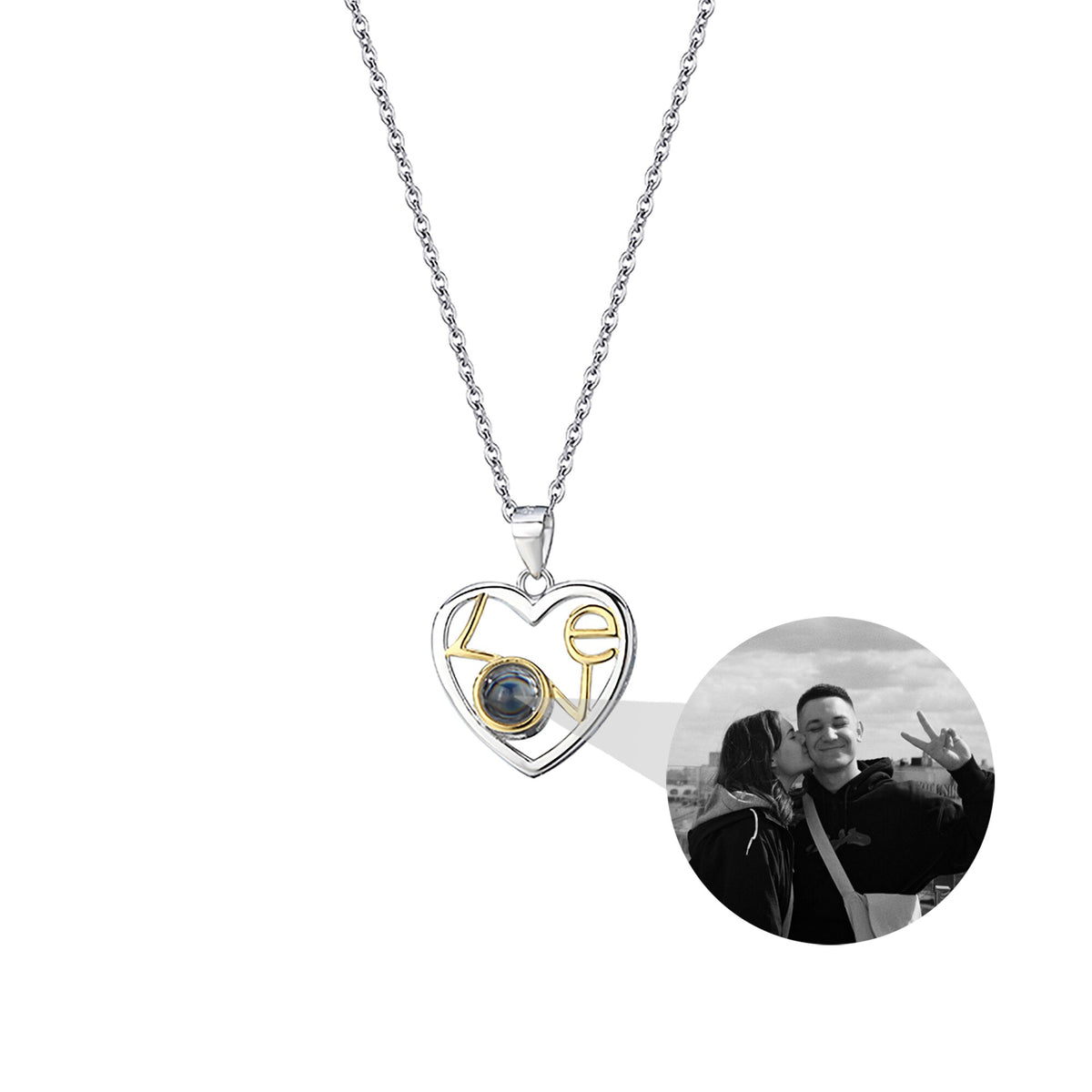 Customizable photo Necklace Round Heart Pendant Romantic Memory Projection Necklaces